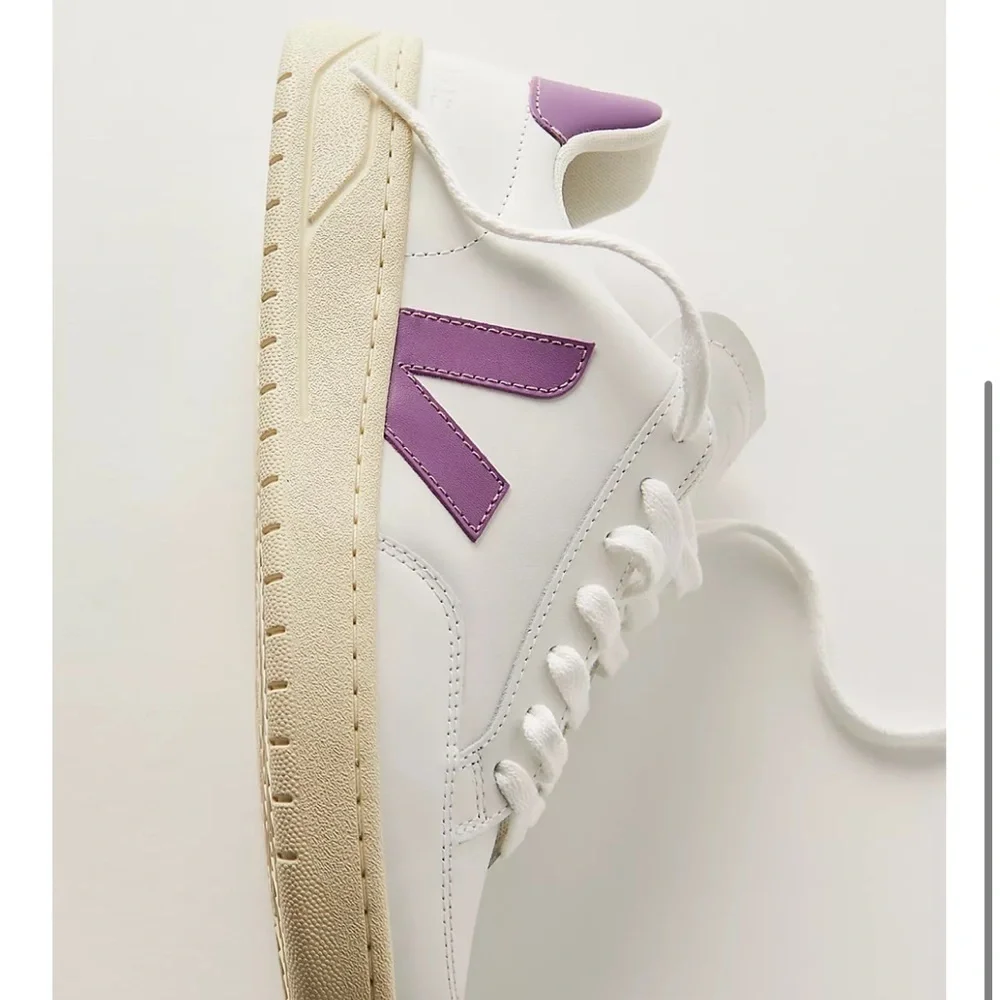 Veja V-12 Size 8 New White and Purple Sneakers Classic Design free People
